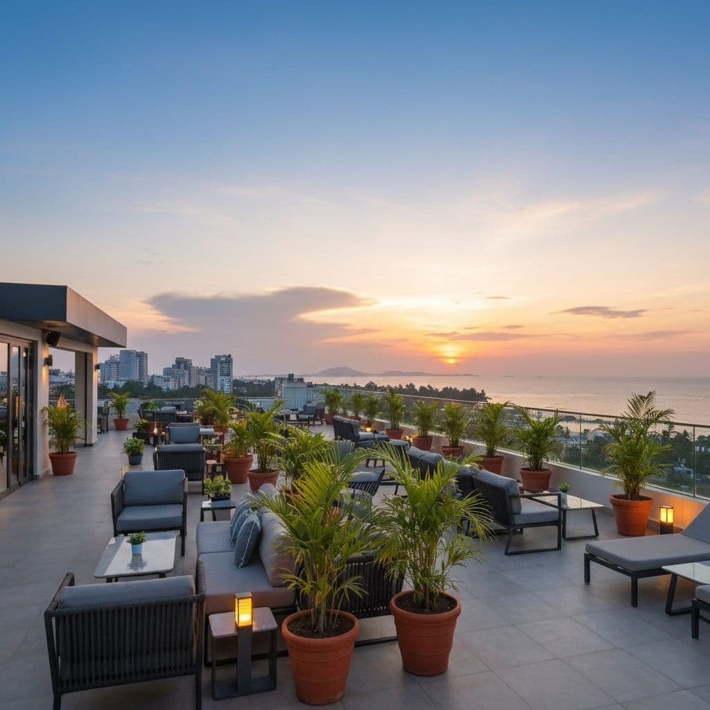 Rooftop lounge terrace at Port Blair