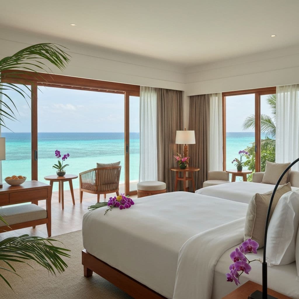 Sea view room with large windows